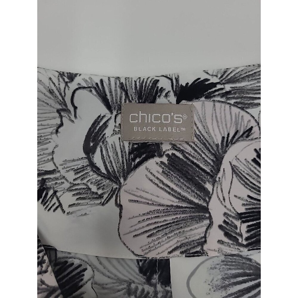 Chico's Black Label Cape Blouse Women's Size XL Floral Design Slit Sleeve - Picture 4 of 5